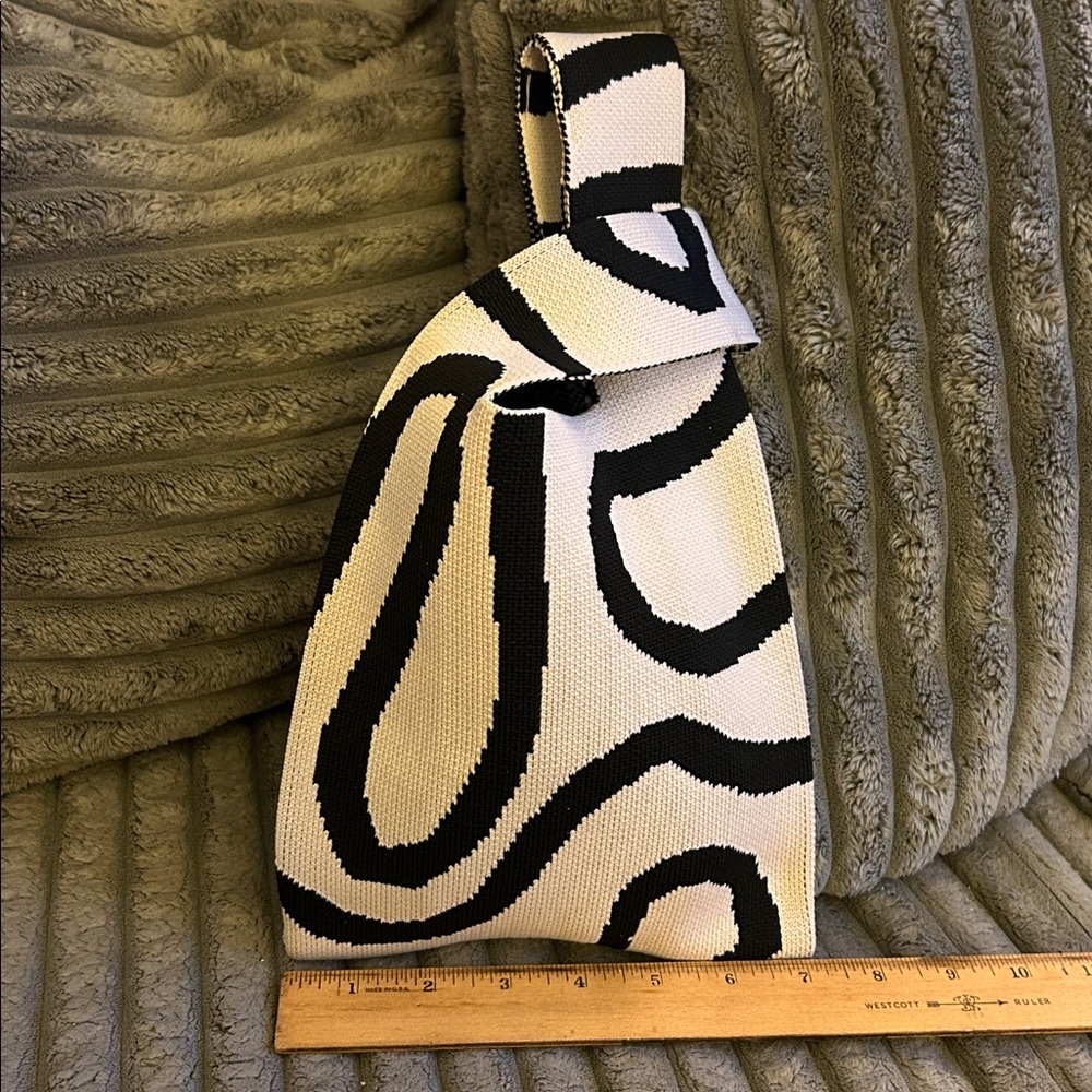 Knitted Lively Abstract Hand Bag Thick Strong Poly Fabric Wristlet NWOT Handbag - Picture 3 of 12